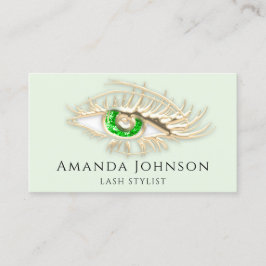 Lash Brows Makeup Logo Green Eye Qr Code Gold Visitekaartje