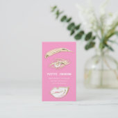 Lash Brows Permanent Makeup Logo QRCode Pink Lips Visitekaartje (Staand voorkant)