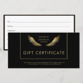 Lash Cadeaubon Wit Gouden Vleugels Zwart Bedankkaart (Voorkant / Achterkant)