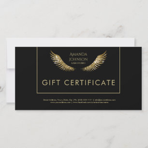 Lash cadeaubon Witte Gouden Vleugels Zwart Bedankkaart