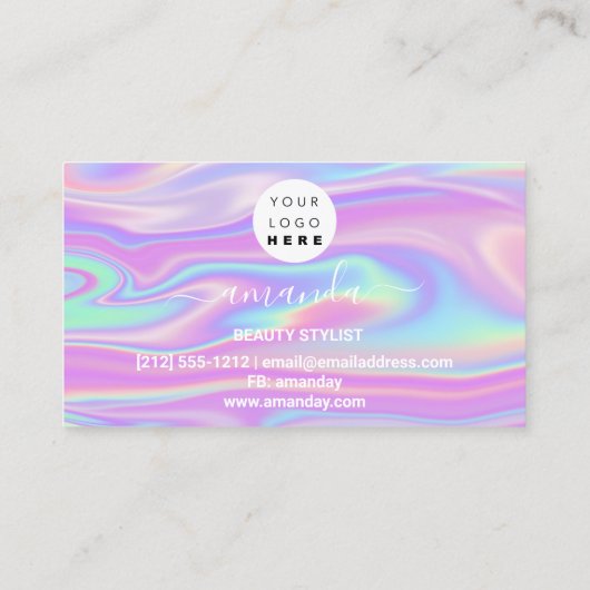 Lash Care Makeup Logo gekleurd holografisch Visitekaartje (Achterkant)