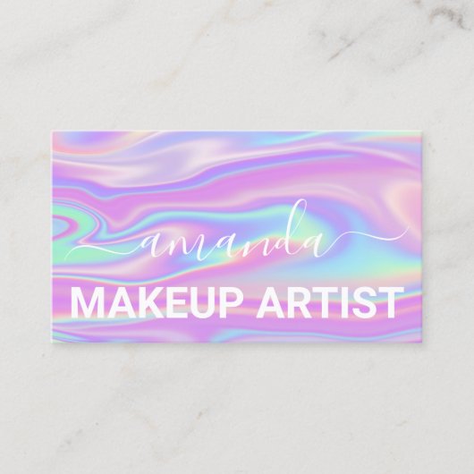 Lash Care Makeup Logo gekleurd holografisch Visitekaartje (Voorkant)
