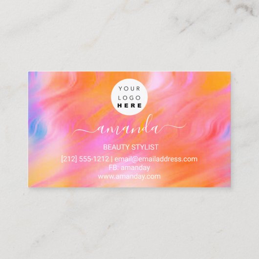 Lash Care Makeup Logo gekleurde Holograaf Visitekaartje (Achterkant)