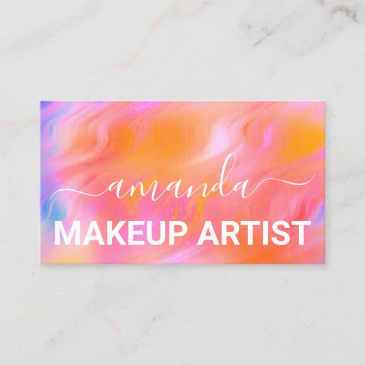 Lash Care Makeup Logo gekleurde Holograaf Visitekaartje (Voorkant)