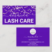 Lash Care Makeup Logo Gold Confetti Paars Visitekaartje (Voorkant / Achterkant)
