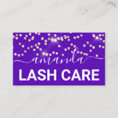 Lash Care Makeup Logo Gold Confetti Paars Visitekaartje (Voorkant)
