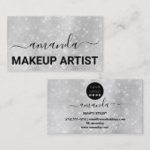 Lash Care Makeup Logo Hairdresser Grey Silver Visitekaartje (Voorkant / Achterkant)