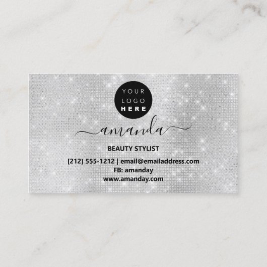 Lash Care Makeup Logo Hairdresser Grey Silver Visitekaartje (Achterkant)