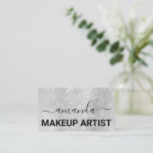 Lash Care Makeup Logo Hairdresser Grey Silver Visitekaartje (Staand voorkant)