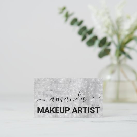 Lash Care Makeup Logo Hairdresser Grey Silver Visitekaartje (Staand voorkant)