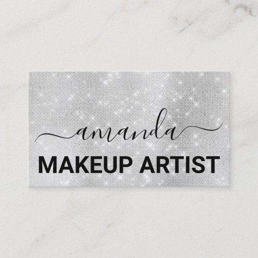 Lash Care Makeup Logo Hairdresser Grey Silver Visitekaartje (Voorkant)