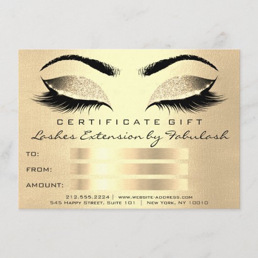 Lash Champaign Gold Makeup Artist Certificate Gift (Voorkant)