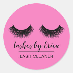 Lash Cleaner Cute Black & Roze Eyelash Extensions Ronde Sticker