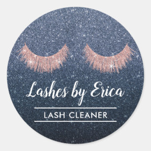 Lash Cleaner Eyelash Extensions Navy Blue Glitter Ronde Sticker