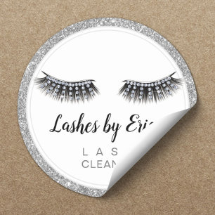Lash Cleaner Eyelash Extensions Silver Glitter Ronde Sticker
