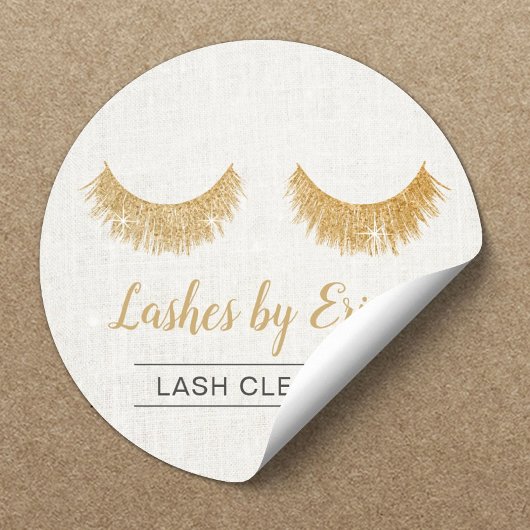 Lash Cleaner Gold Eyelash Extensions Elegant Linen Ronde Sticker