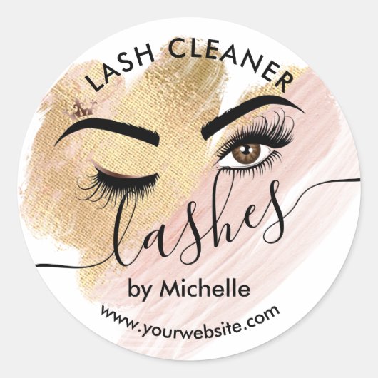Lash Cleaner Make-up Ogen Schoonheidssalon Classic Ronde Sticker (Voorkant)