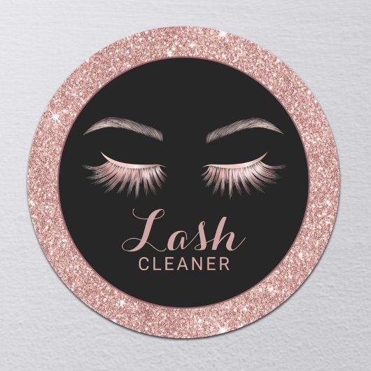 Lash Cleaner Modern Roos Gold Glitter Ronde Sticker