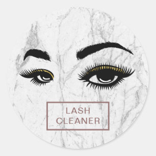 Lash Cleaner Modern White Marble Ronde Sticker