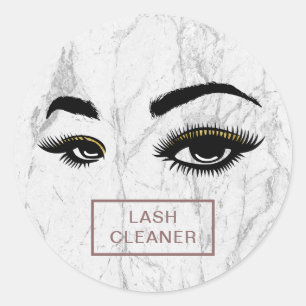 Lash Cleaner Moderne Witte Marmer Ronde Sticker