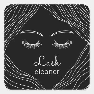 Lash Cleaner Schattigee Hand Drawing Beauty Meisje Vierkante Sticker