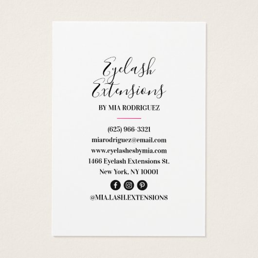 Lash client record eyelash extensies modern wit visitekaartje (Achterkant)