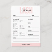 Lash Client Record Feminine Blush Pink Modern Visitekaartje (Voorkant)