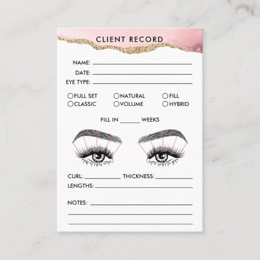 Lash Client Record toevoegen Logo Blush roze gegol Visitekaartje (Voorkant)