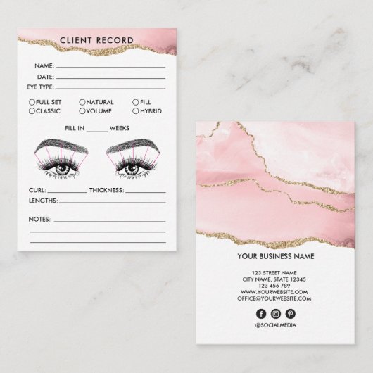 Lash Client Record toevoegen Logo Blush roze gegol Visitekaartje (Voorkant / Achterkant)