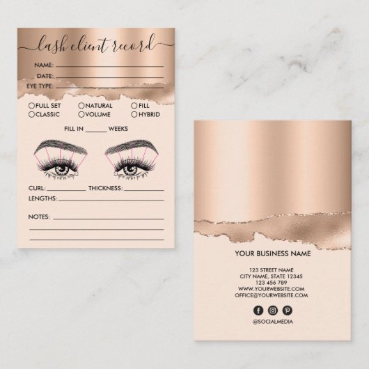 Lash Client Record toevoegen Logo Gold Tear Busine Visitekaartje (Voorkant / Achterkant)