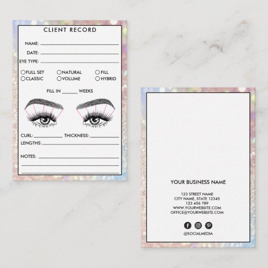 Lash Client Record toevoegen Logo Holograaf Busine Visitekaartje (Voorkant / Achterkant)