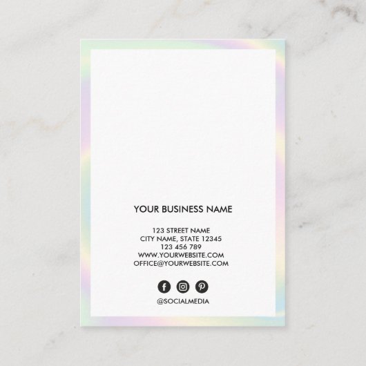 Lash Client Record toevoegen Logo Holograaf Busine Visitekaartje (Achterkant)