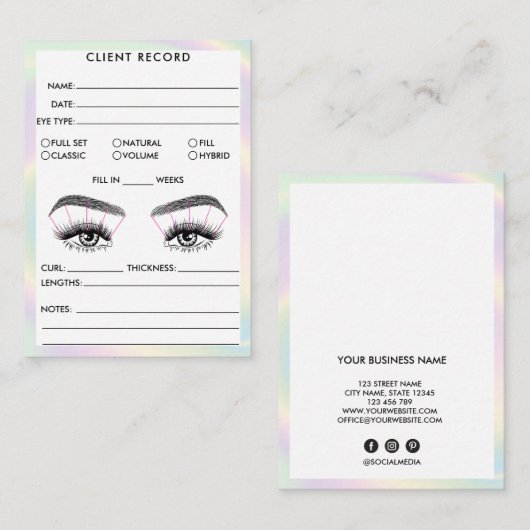 Lash Client Record toevoegen Logo Holograaf Busine Visitekaartje (Voorkant / Achterkant)