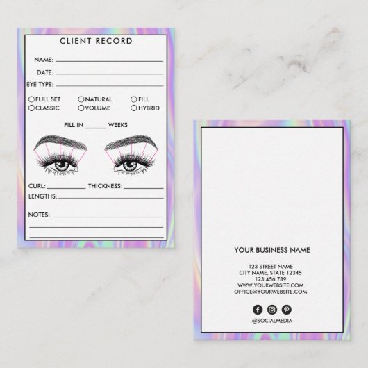 Lash Client Record toevoegen Logo Holograaf Busine Visitekaartje (Voorkant / Achterkant)