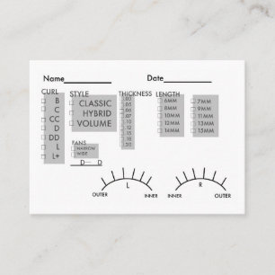 Lash-clientrecordkaart Visitekaartje