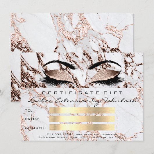 Lash Copper Marble Makeup Artist Certificate Gift (Voorkant / Achterkant)