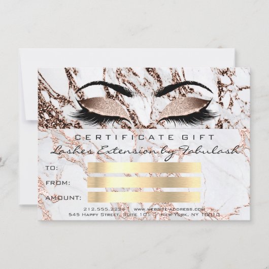 Lash Copper Marble Makeup Artist Certificate Gift (Voorkant)