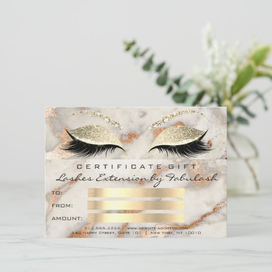 Lash Copper Marble Makeup Coral Certificate Gift (Staand voorkant)