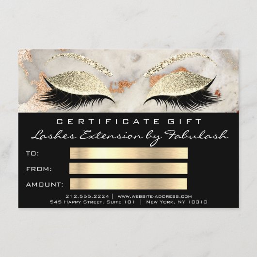Lash Coral Marble Makeup Black Certificate Gift (Voorkant)