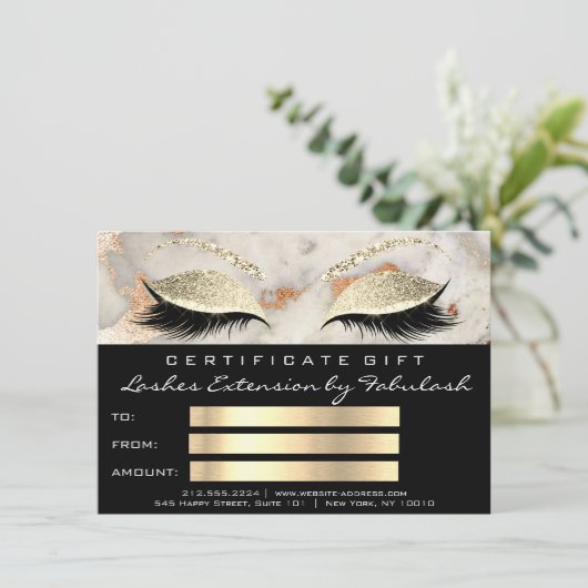 Lash Coral Marble Makeup Black Certificate Gift (Staand voorkant)