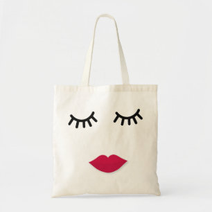 Lash en Red Lip Sweet Girl Portret Tote Bag