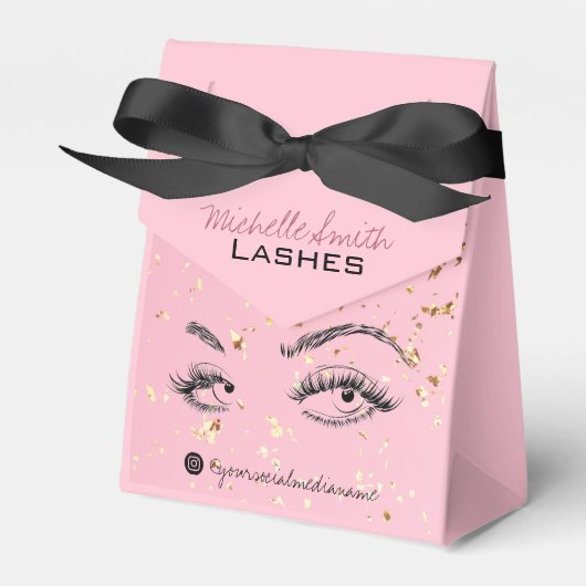 Lash extensie Lashes Gold Glitter Aftercare Kit Bedankdoosjes (Voorkant Zijde)