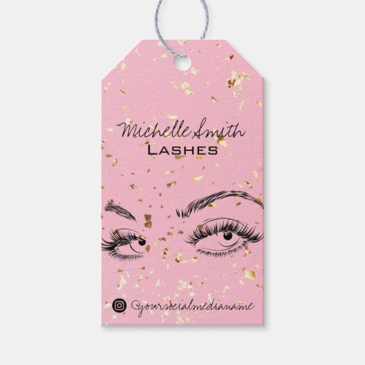 Lash extensie Lashes Gold Glitter Aftercare Kit Cadeaulabel (Voorkant)