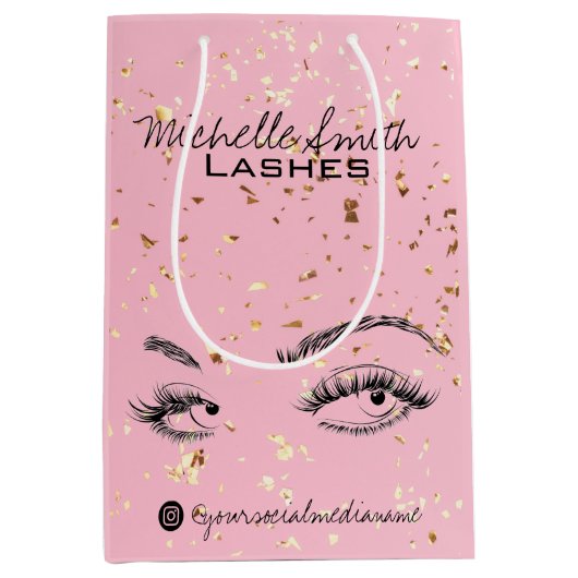 Lash extensie Lashes Gold Glitter Aftercare Kit Medium Cadeauzakje (Voorkant)