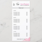Lash extensie Minimalist Lash Services prijslijst Menu (Voorkant)