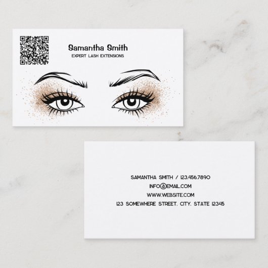 Lash Extension Aangepaste QR-Visitekaartje Visitekaartje (Voorkant / Achterkant)