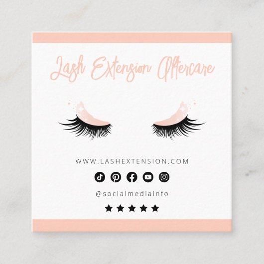 Lash Extension Aftercare Socialmedia Minimalist Vierkante Visitekaartje (Voorkant)