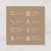 Lash Extension Aftercare SocialMedia Neutraal Beig Vierkante Visitekaartje (Achterkant)