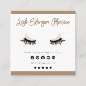 Lash Extension Aftercare SocialMedia Neutraal Beig Vierkante Visitekaartje (Voorkant)