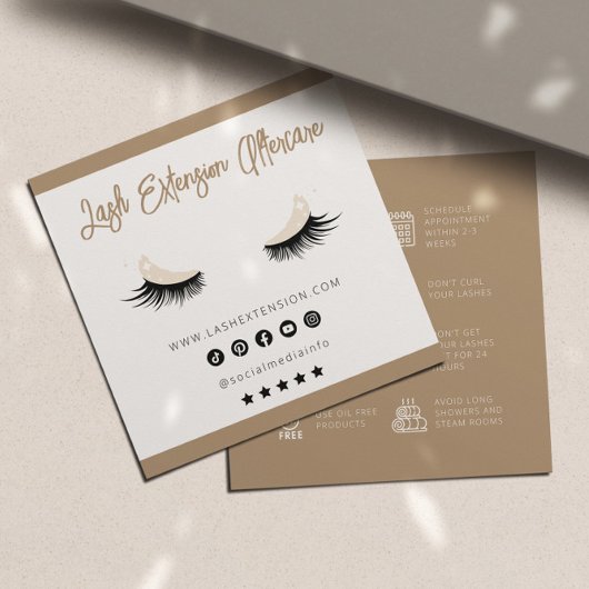 Lash Extension Aftercare SocialMedia Neutraal Beig Vierkante Visitekaartje